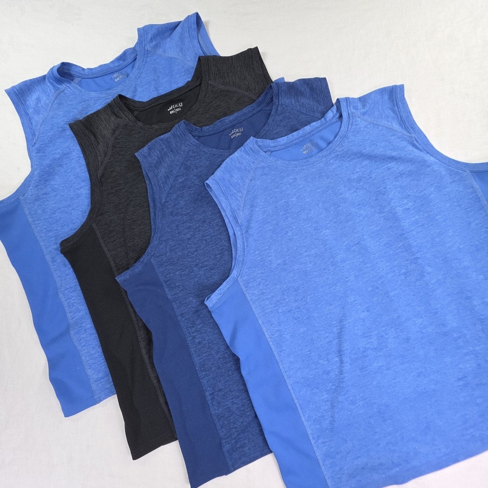 BCG 4-Men's Sleeveless Tanks. 2-blue 1- Dark Blue 1-Black Shirt 2XL‎